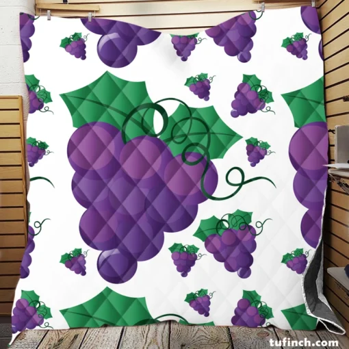 Grapes Bunch Painted In Purple Quilt Blanket