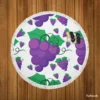 Grapes Bunch Painted In Purple Round Beach Towel