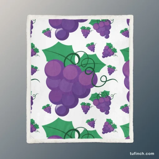 Grapes Bunch Painted In Purple Sherpa Fleece Blanket 1