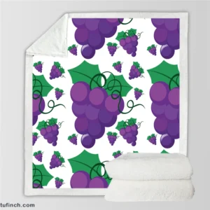 Grapes Bunch Painted In Purple Sherpa Fleece Blanket