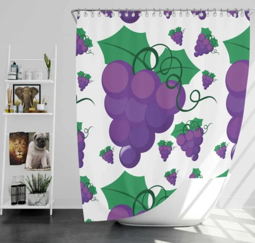 Grapes Bunch Painted In Purple Shower Curtain