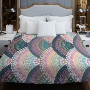 Greek Meander Round Ornament Duvet Cover