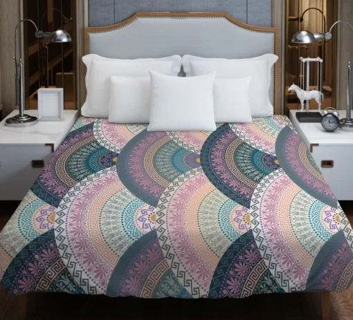 Greek Meander Round Ornament Duvet Cover