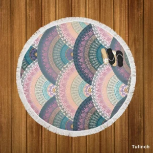 Greek Meander Round Ornament Round Beach Towel