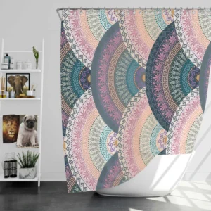 Greek Meander Round Ornament Shower Curtain