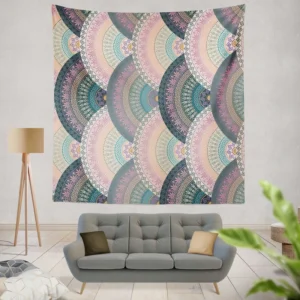 Greek Meander Round Ornament Wall Tapestry