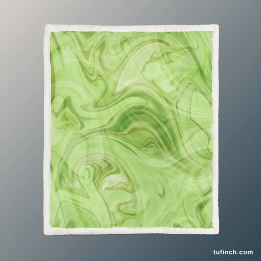 Green Abstract Design Sherpa Fleece Blanket 1