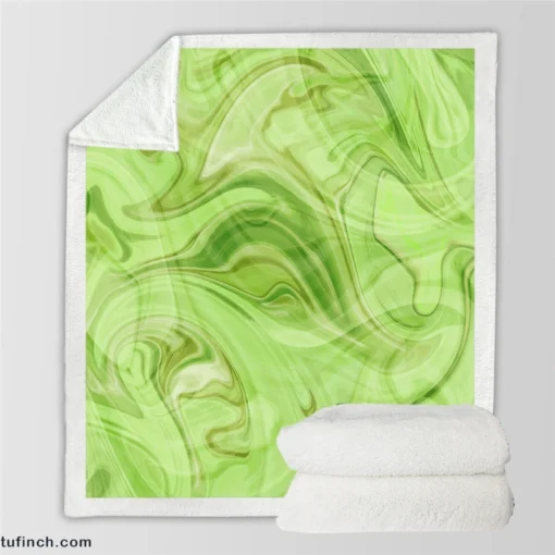 Green Abstract Design Sherpa Fleece Blanket