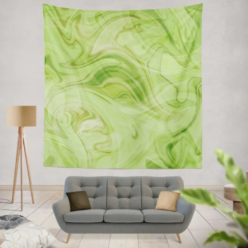 Green Abstract Design Wall Tapestry