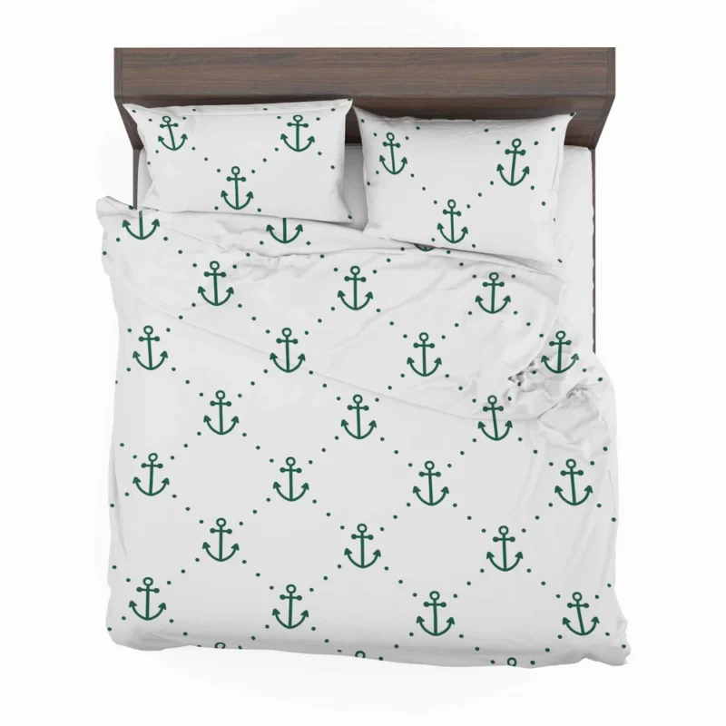 Green Anchor Triangle Pattern On White Bedding Set 2