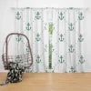 Green Anchor Triangle Pattern On White Curtain