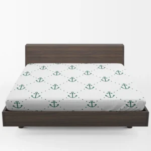 Green Anchor Triangle Pattern On White Fitted Sheet 1