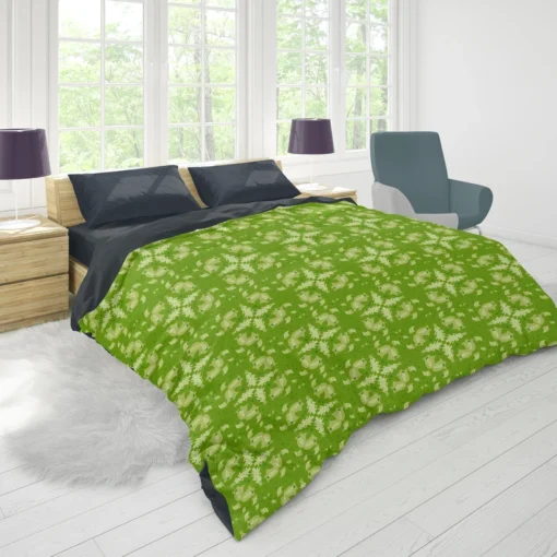 Green Batik Floral Design Duvet Cover 1