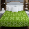 Green Batik Floral Design Duvet Cover