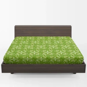 Green Batik Floral Design Fitted Sheet 1