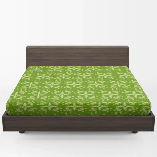 Green Batik Floral Design Fitted Sheet 1