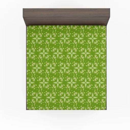 Green Batik Floral Design Fitted Sheet