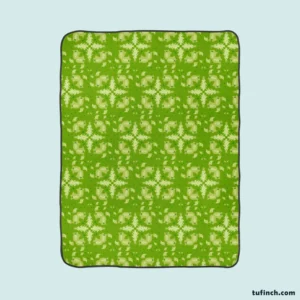 Green Batik Floral Design Fleece Blanket 1