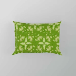 Green Batik Floral Design Pillow Case