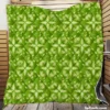 Green Batik Floral Design Quilt Blanket