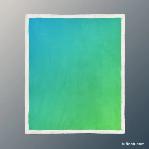 Green Blue Gradient Color Sherpa Fleece Blanket 1