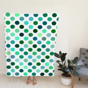 Green Blue Small Polka Dots Fleece Blanket