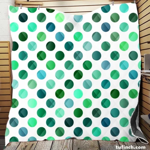 Green Blue Small Polka Dots Quilt Blanket