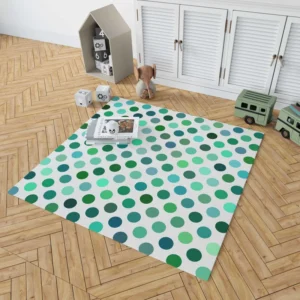 Green Blue Small Polka Dots Rug 1