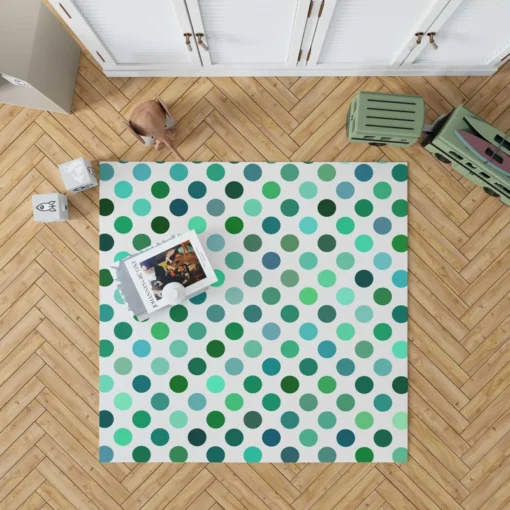 Green Blue Small Polka Dots Rug