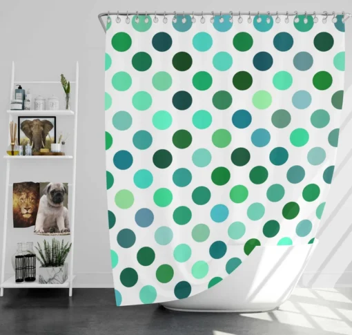 Green Blue Small Polka Dots Shower Curtain