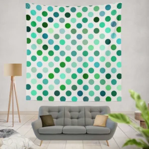 Green Blue Small Polka Dots Wall Tapestry