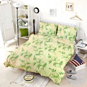 Green Botanical Leaf Design Bedding Set