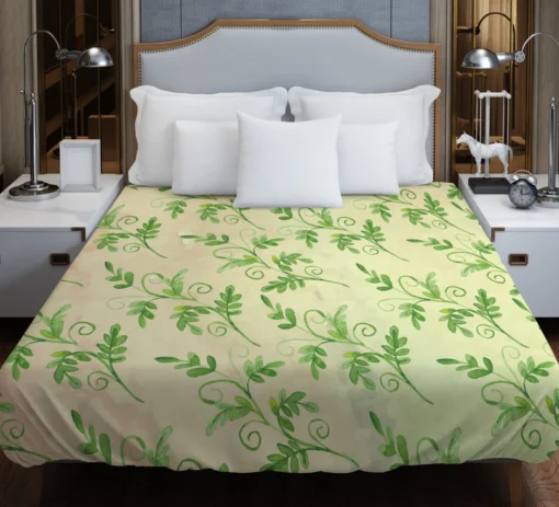 Green Botanical Leaf Design Duvet Cover