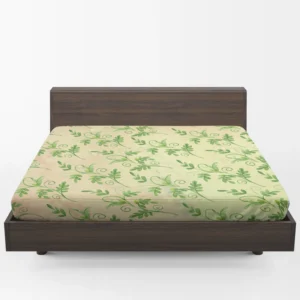 Green Botanical Leaf Design Fitted Sheet 1