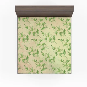 Green Botanical Leaf Design Fitted Sheet