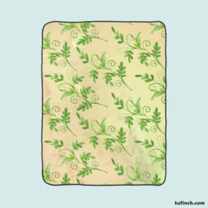 Green Botanical Leaf Design Fleece Blanket 1