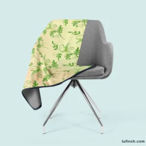 Green Botanical Leaf Design Fleece Blanket 2