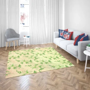 Green Botanical Leaf Design Rug 2