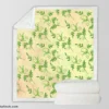 Green Botanical Leaf Design Sherpa Fleece Blanket