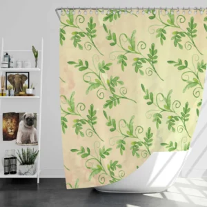 Green Botanical Leaf Design Shower Curtain