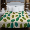 Green Brown Bay Leaves Pattern Duvet Cover