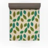 Green Brown Bay Leaves Pattern Fitted Sheet