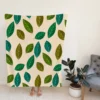 Green Brown Bay Leaves Pattern Fleece Blanket