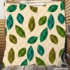 Green Brown Bay Leaves Pattern Quilt Blanket