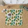 Green Brown Bay Leaves Pattern Rug