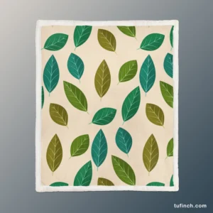 Green Brown Bay Leaves Pattern Sherpa Fleece Blanket 1