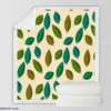 Green Brown Bay Leaves Pattern Sherpa Fleece Blanket