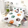 Green Brown Orange Dog Paw Prints Bedding Set