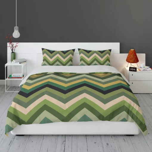 Green Chevron Pattern Bedding Set 1