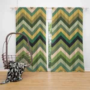 Green Chevron Pattern Curtain